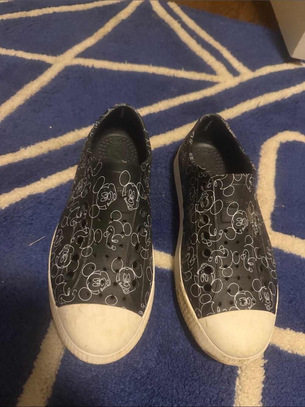 Native Men's Black Mickey Mouse Slip-On Sneakers